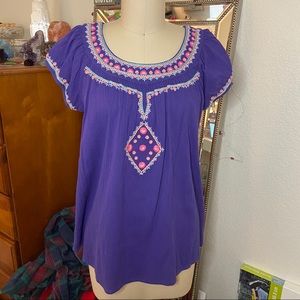 Floral Embroidered purple blouse